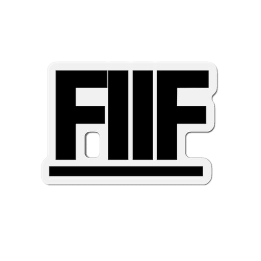 Black and white magnet with 'FIIF' on a white background