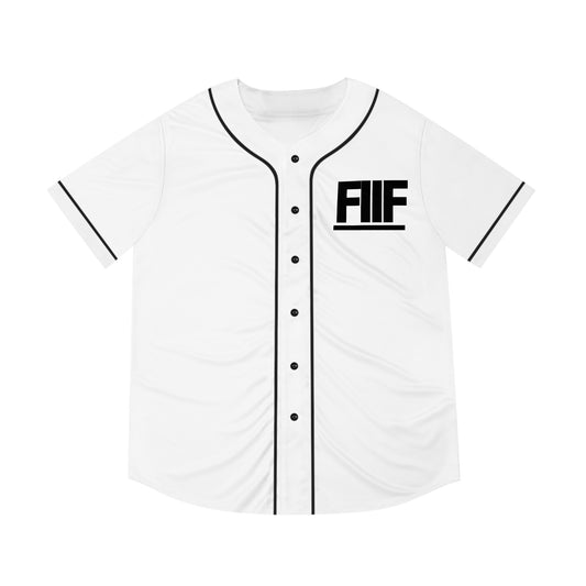 White baseball jersey with black accents and 'FIIF' logo on a white background